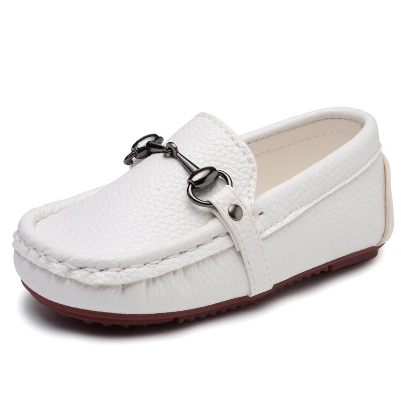 Odema Toddler Boys Soft Split Leather Slip-On Loafer Boat Dress Shoes