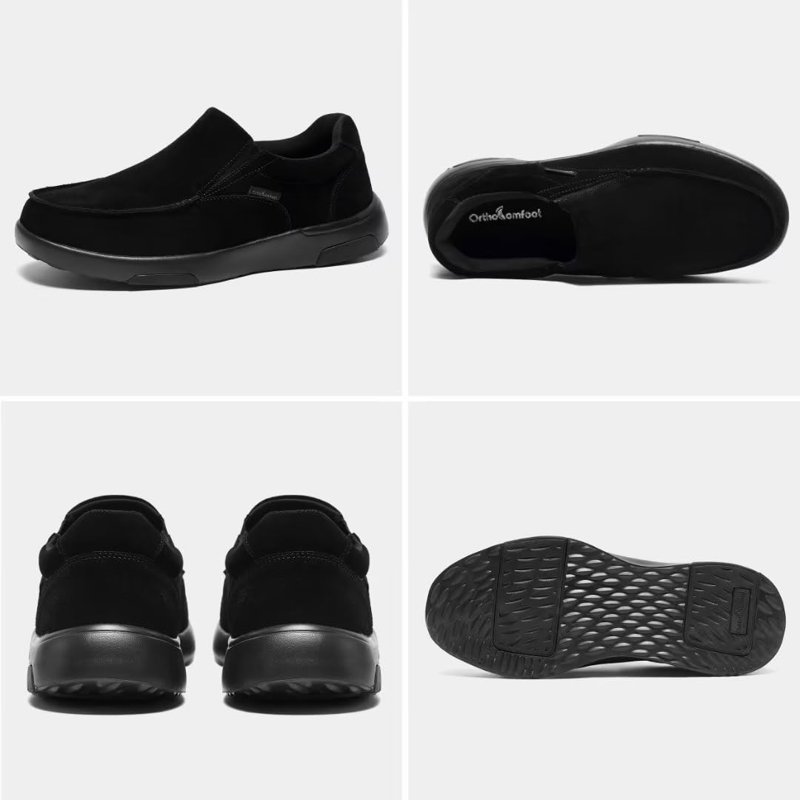 OrthoComfoot Mens Casual Orthopedic Walking Shoes With Arch Support Suede Leather Dress Slip On Loafers For Plantar Fasciitis Comfortable Slip Resistant Shoes For Foot And Heel Pain Relief