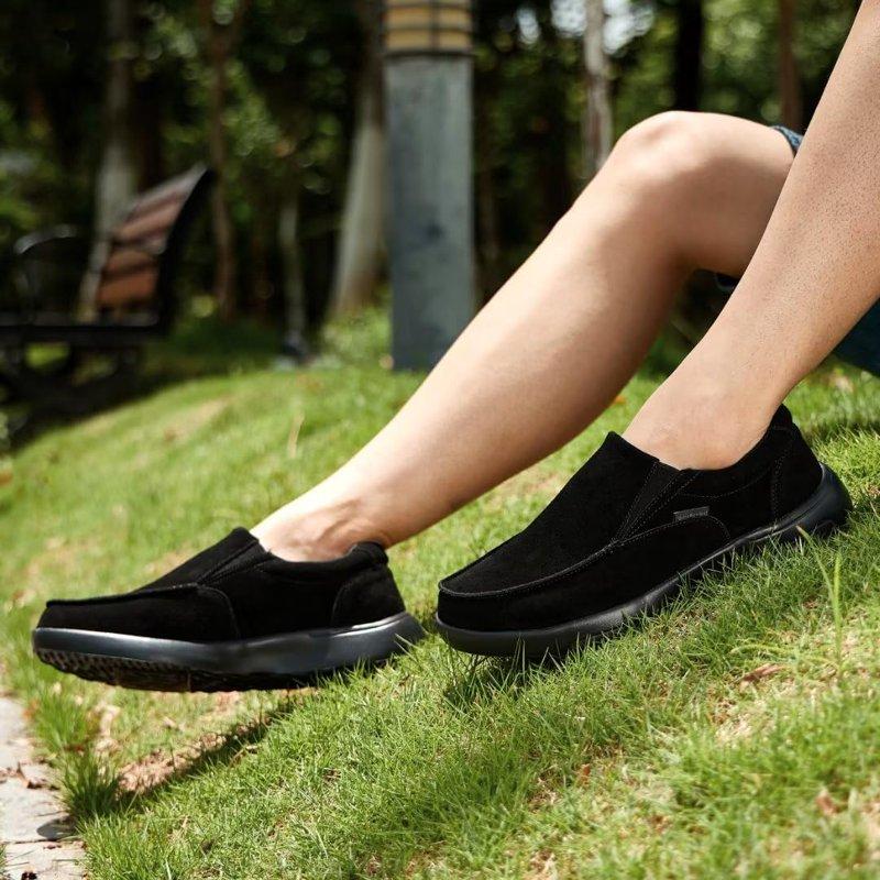 OrthoComfoot Mens Casual Orthopedic Walking Shoes With Arch Support Suede Leather Dress Slip On Loafers For Plantar Fasciitis Comfortable Slip Resistant Shoes For Foot And Heel Pain Relief