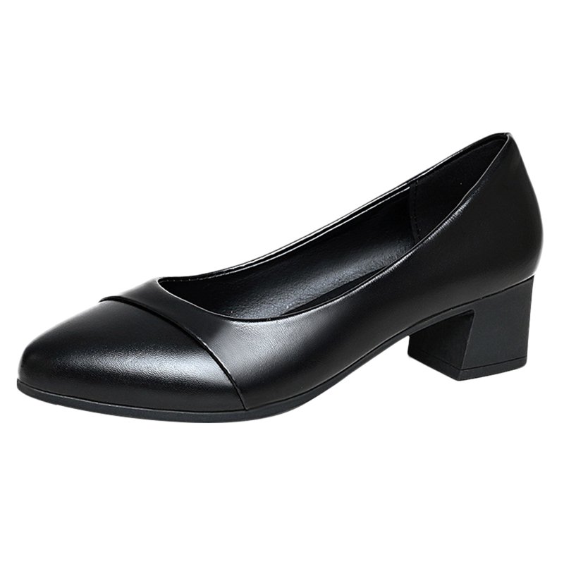 Oyedens Dress Shoe For Women Black White Casual Work Pump Shoes Heels Slip On Ballet Loafers