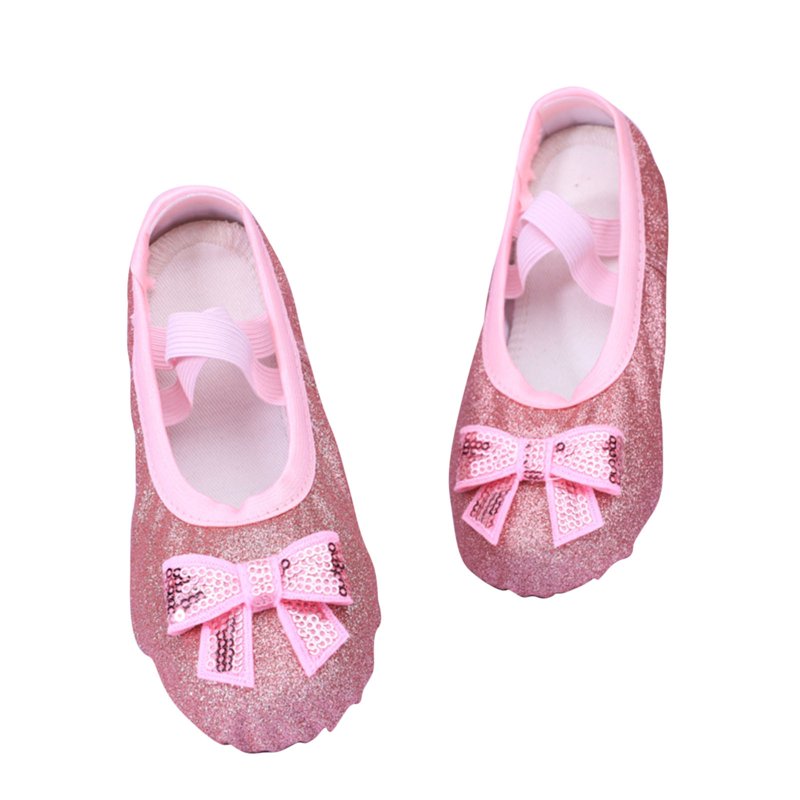 Penkiiy Girls Non-Slip Ballet Dance Shoes With Bow - Soft Sole Breathable & Lightweight For Kids Youth Ballet Yoga Practice