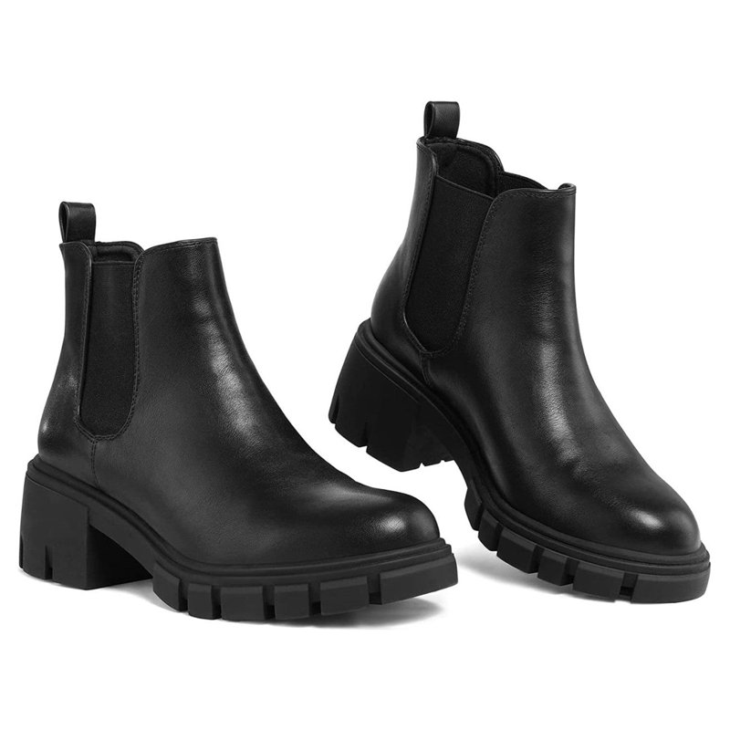 Pennysue Women's Platform Chelsea Booties Black Round Toe Ankle Boots Size 6