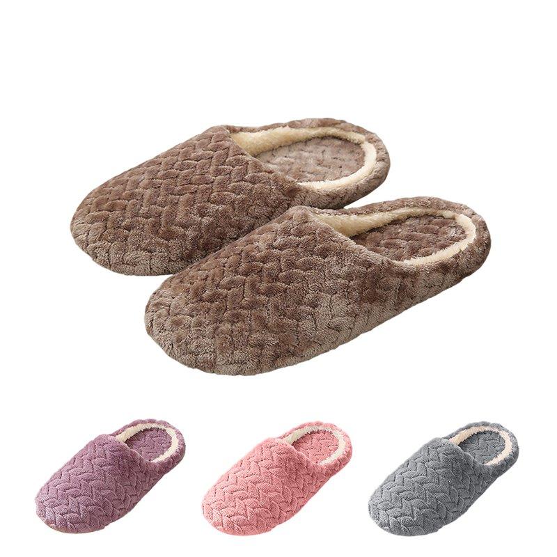 POROPL Slippers for Women Indoor Fuzzy Slippers Soft Sole Slippers Winter Indoor(Argyle Slip On Warm) Size 6-6.5