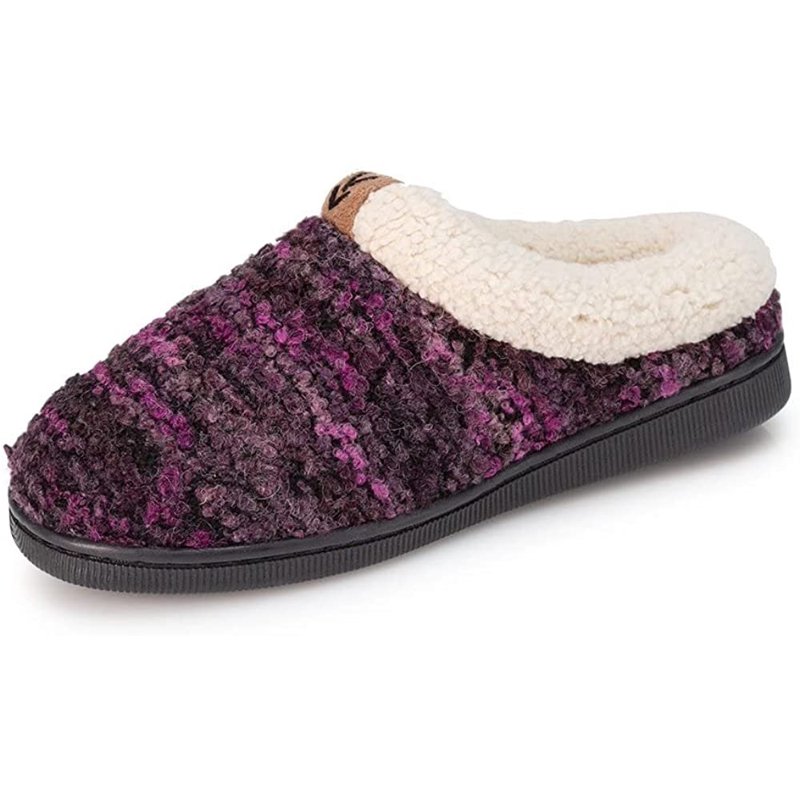 Pupeez Mother And Daughter Slippers Same Slippers Mommy And Me Matching Outfits Crochet Knitted Fleece Lined Clog Slippers Purple