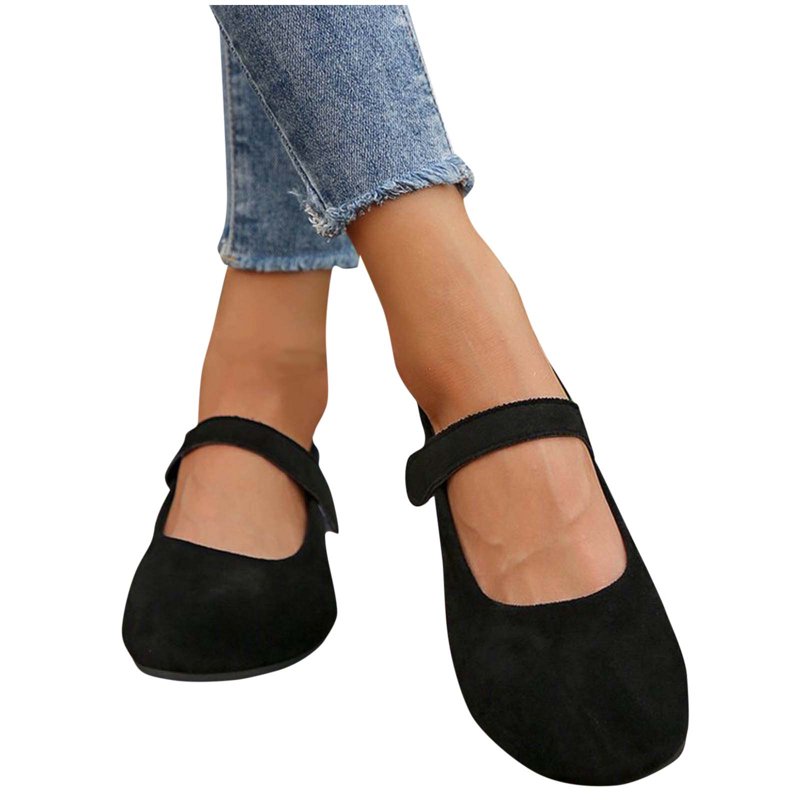 Quaouag Orthopedic Suede Ballet Mary Jane Flats For Women Round Toe Daily Cozy Comfort Slip On Flat Shoes Casual Shoes