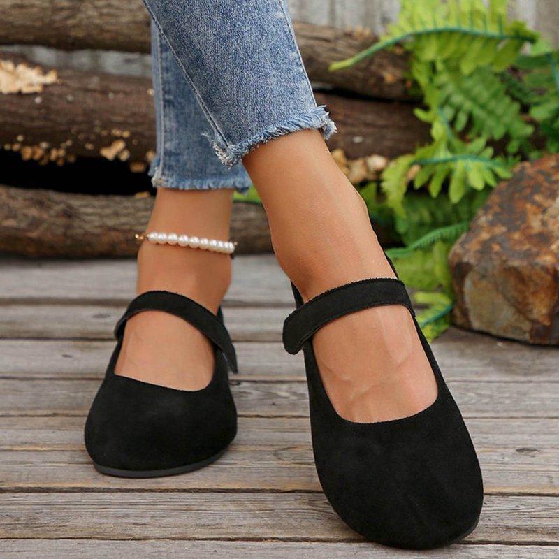Quaouag Orthopedic Suede Ballet Mary Jane Flats for Women Round Toe Daily Cozy Comfort Slip On Flat Shoes Casual Shoes