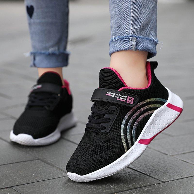 REDARER Kids' Breathable Mesh Sneakers - Color Block Running Shoes For Boys & Girls Comfortable Lace-Up Athletic Shoes For School & Play Size:3