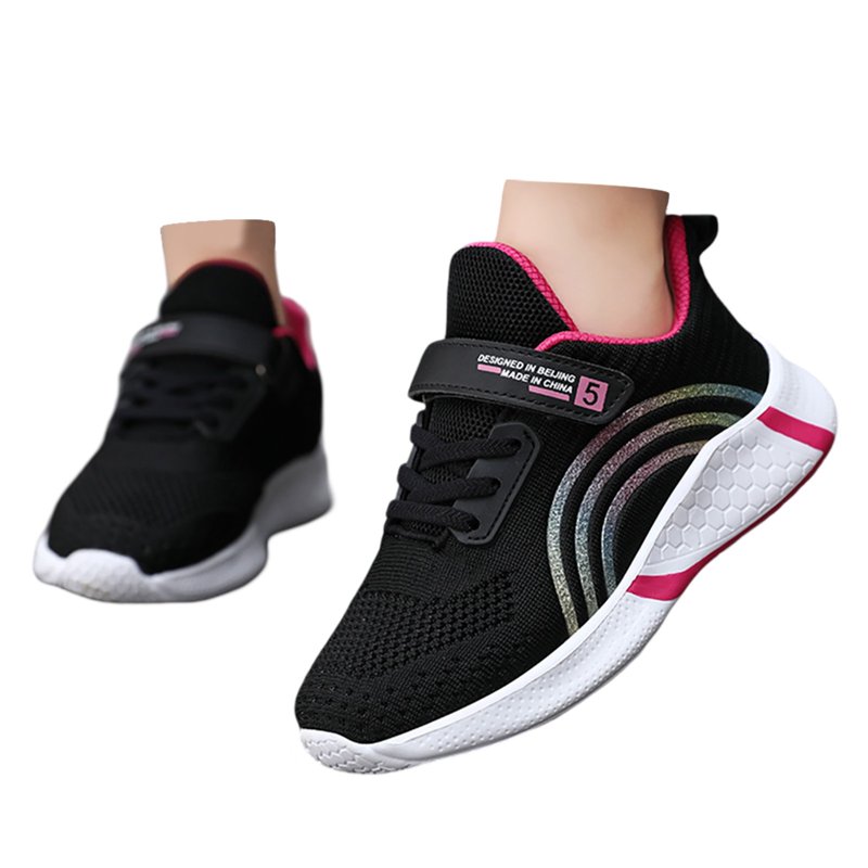 REDARER Kids' Breathable Mesh Sneakers - Color Block Running Shoes For Boys & Girls Comfortable Lace-Up Athletic Shoes For School & Play Size:3