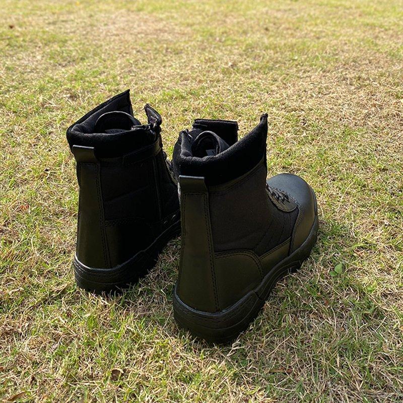 RIBONGZ Men's Safety Work Boots Anti-Slip Hiking Hunting Shoes Side Zipper Tactical Boots Breathable Desert Boots