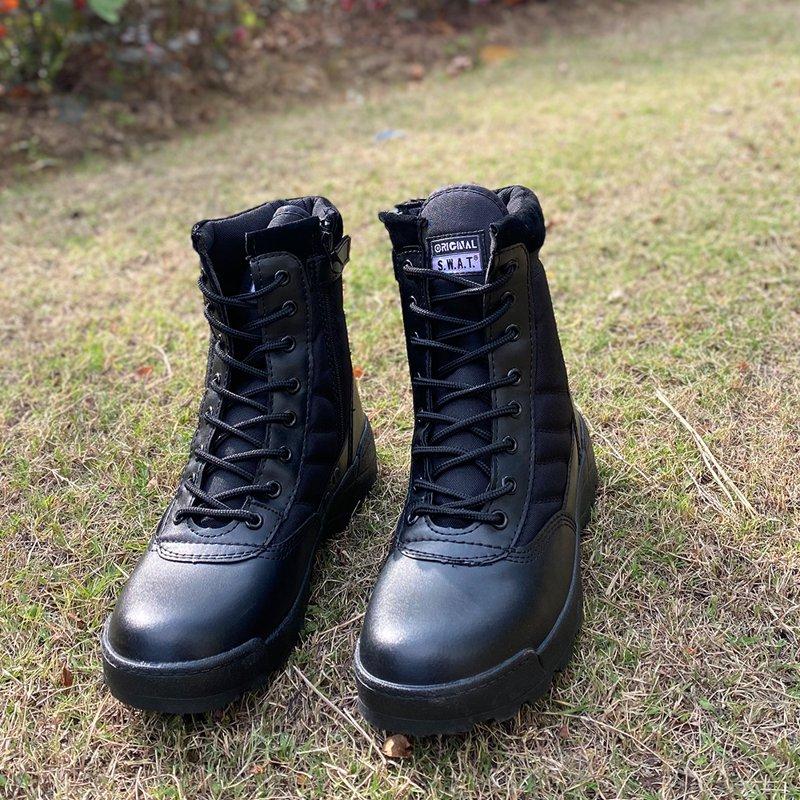 RIBONGZ Men's Safety Work Boots Anti-Slip Hiking Hunting Shoes Side Zipper Tactical Boots Breathable Desert Boots