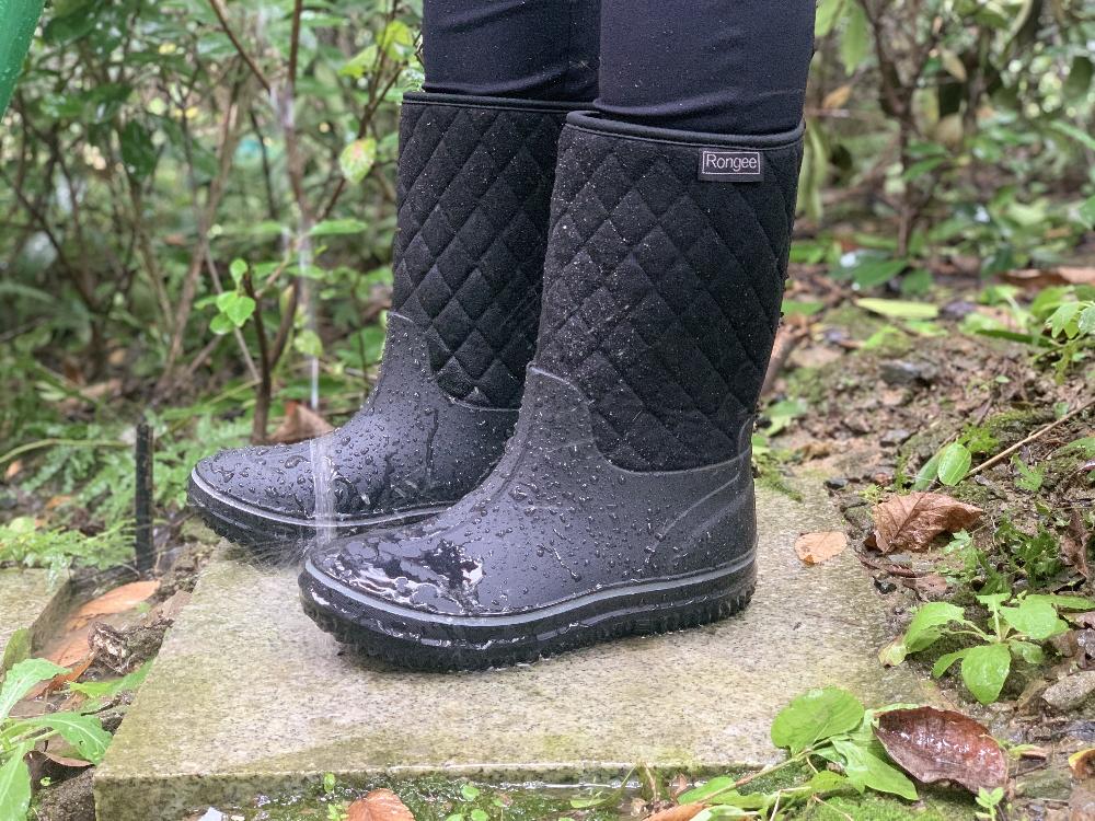 Rongee Rubber Rain Boots For Women Mid Calf Waterproof Garden Outdoor Shoes Neoprene Insulated (7 B(M) US)