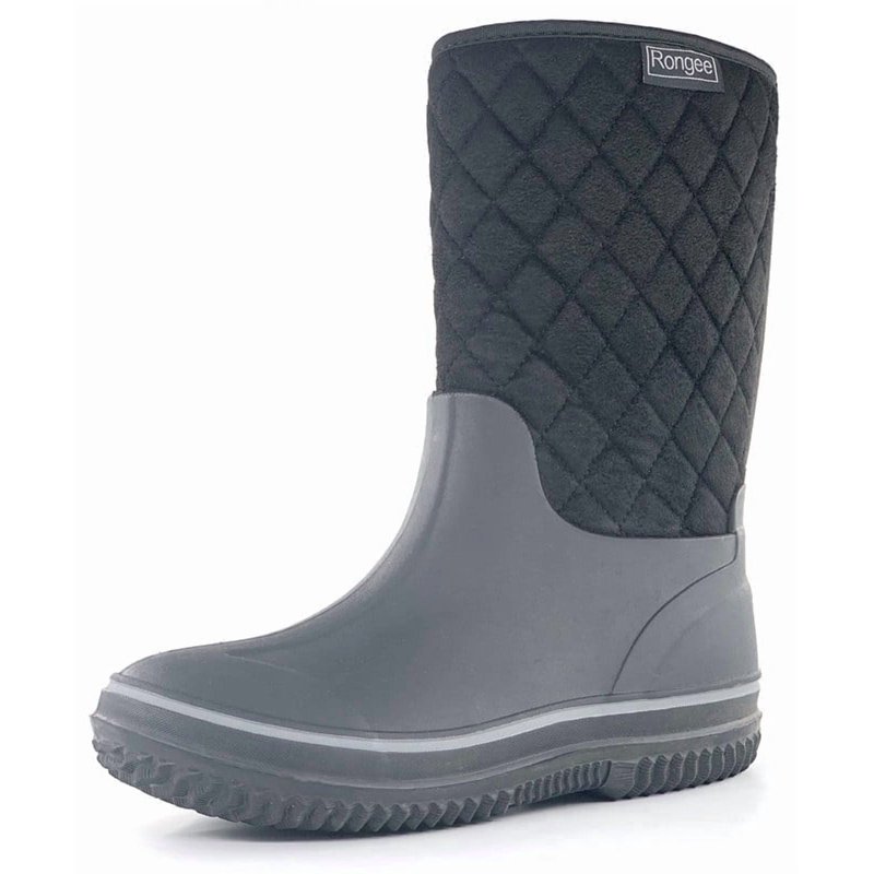Rongee Rubber Rain Boots for Women Mid Calf Waterproof Garden Outdoor Shoes Neoprene Insulated (7 B(M) US)