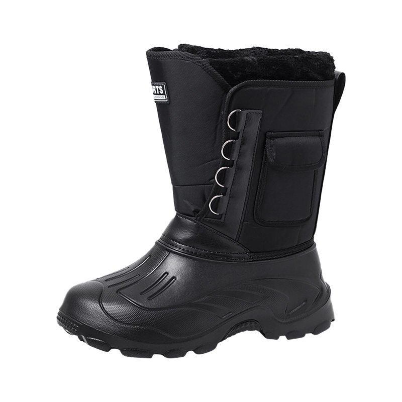 Ruziyoog Men Winter Snow Boots Waterproof Warmest Plus Plush Outdoor Non-Slip Casual Shoes Men Mid-Calf Boots Black 40
