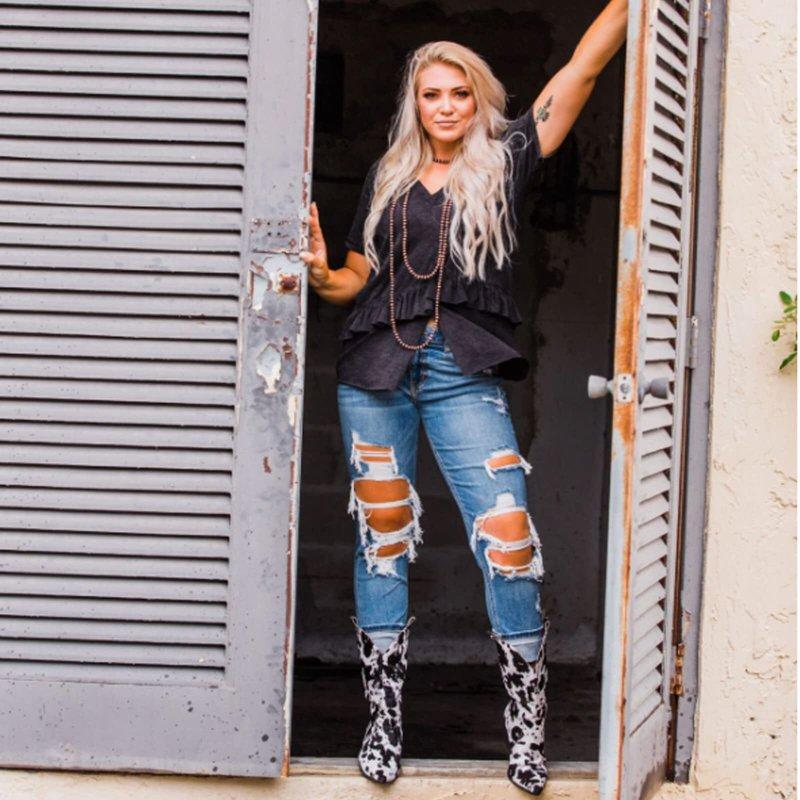 SACFOF Women's Mid Calf Cowboy Boots Pointy Toe Boots Western Cowgirl Boots Chunky Low Heels Knight Boots