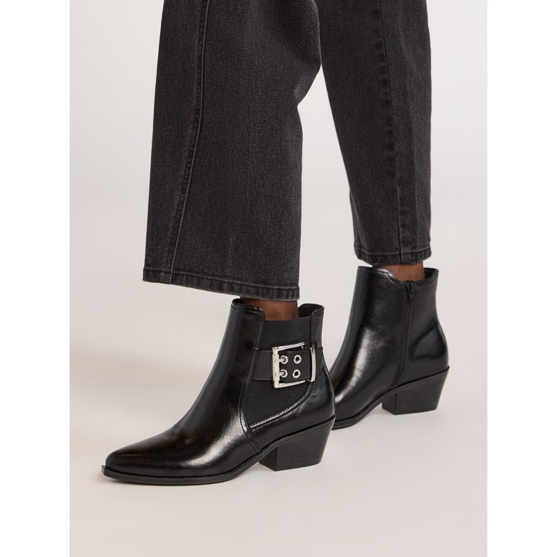 Scoop Women’s Faux Leather Moto Buckle Ankle Booties