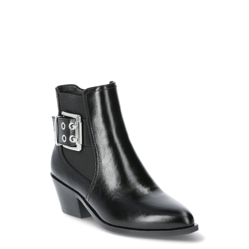 Scoop Women’s Faux Leather Moto Buckle Ankle Booties