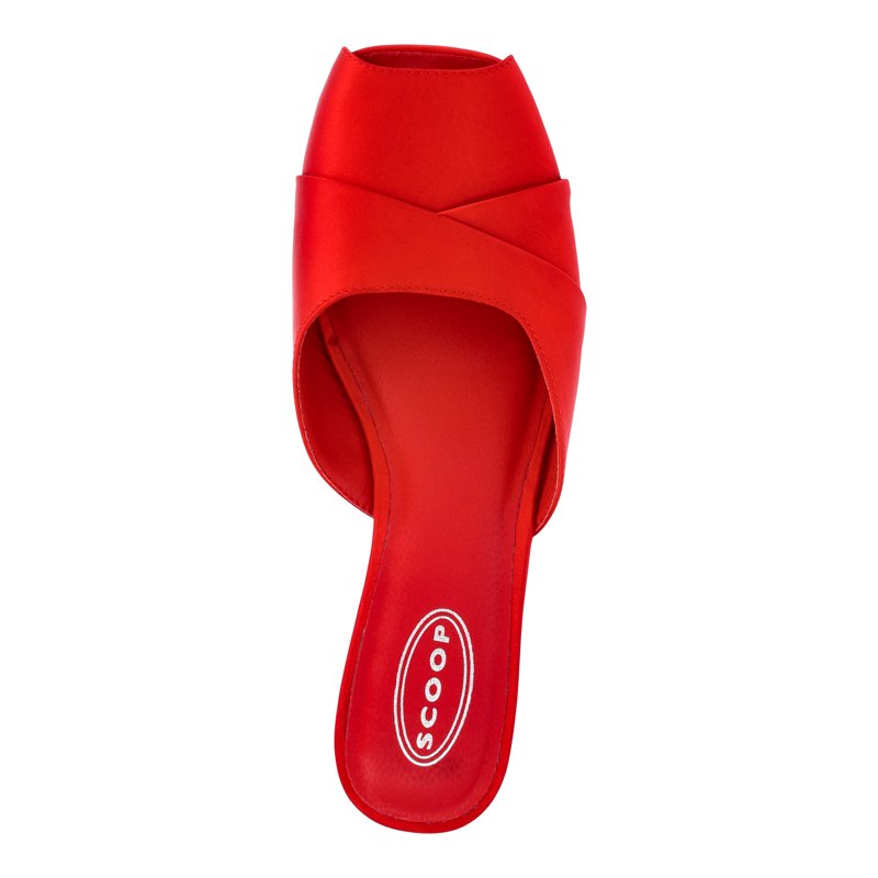 Scoop Women's Satin Slip On Peep Toe Flat Sandals