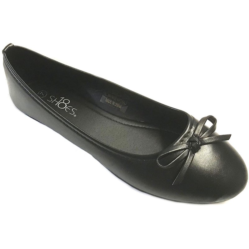 Shoes8teen Womens Ballerina Ballet Flats Shoes Leopard & Solids 8500 Black 8