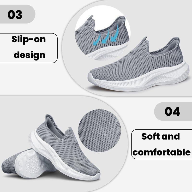 ShySun Mens Slip On Walking Shoes Non Slip Running Shoes Mesh Breathable Workout Shoes Lightweight Sneakers
