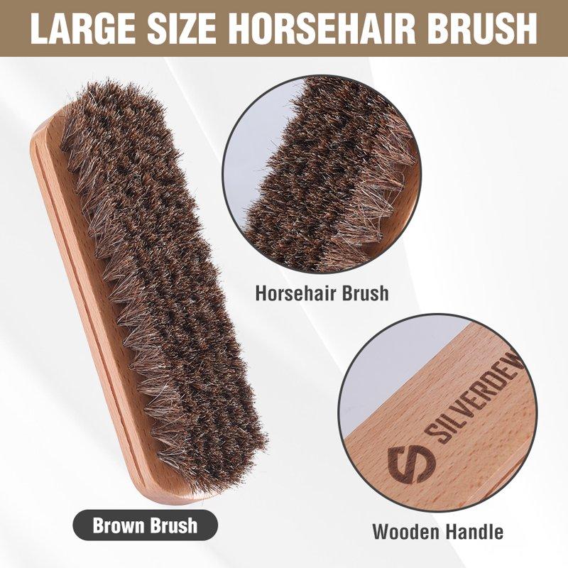 SILVERDEW 7-Piece Shoe Polish Kit Portable Shoe Shine Kit Includes Horsehair Brushe 2PCS Black Shoe Polishes Polishing Cloth And Carrying Bag Leather Boot Care Kit For Men & Women