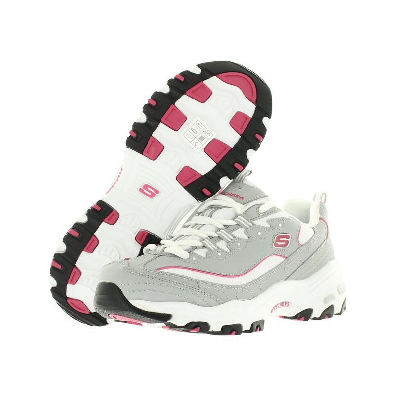 Skechers Women's D'Lites Original Lace-Up Sneaker Grey/Pink 10 M US