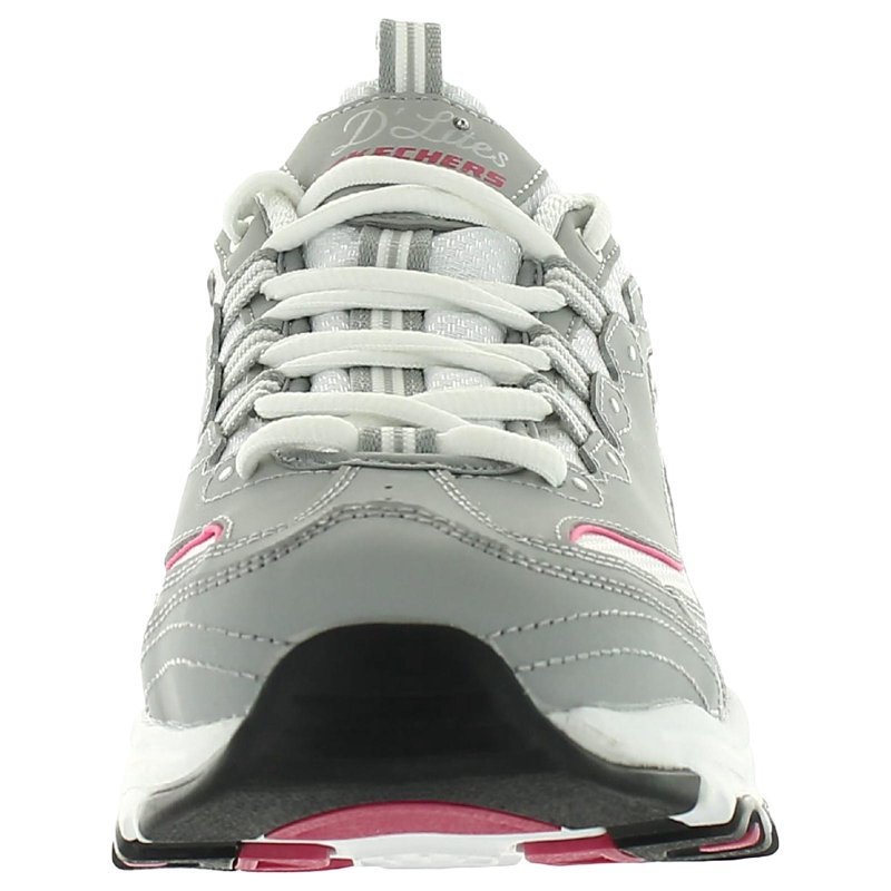 Skechers Women's D'Lites Original Lace-Up Sneaker Grey/Pink 10 M US