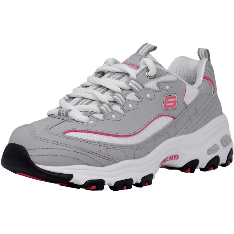 Skechers Women's D'Lites Original Lace-Up Sneaker Grey/Pink 10 M US Skechers Women's D'Lites Original Lace-Up Sneaker Grey/Pink 10 M US