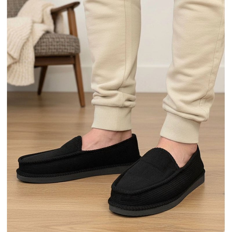 SLM Men's House Slippers Moccasin Corduroy Slipper