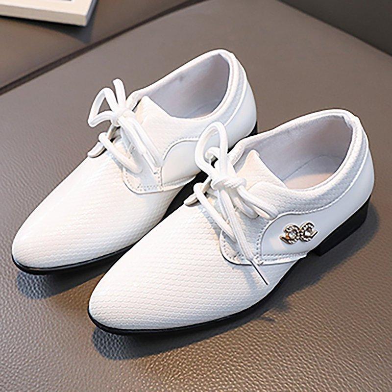 Sngxgn Baby Toddler Soft Sole Leather Anti-Slip Toddler Wedding Uniform Dress Shoes Crib Pre-Walkers(White 6)