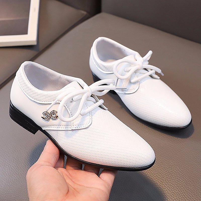 Sngxgn Baby Toddler Soft Sole Leather Anti-Slip Toddler Wedding Uniform Dress Shoes Crib Pre-Walkers(White 6)