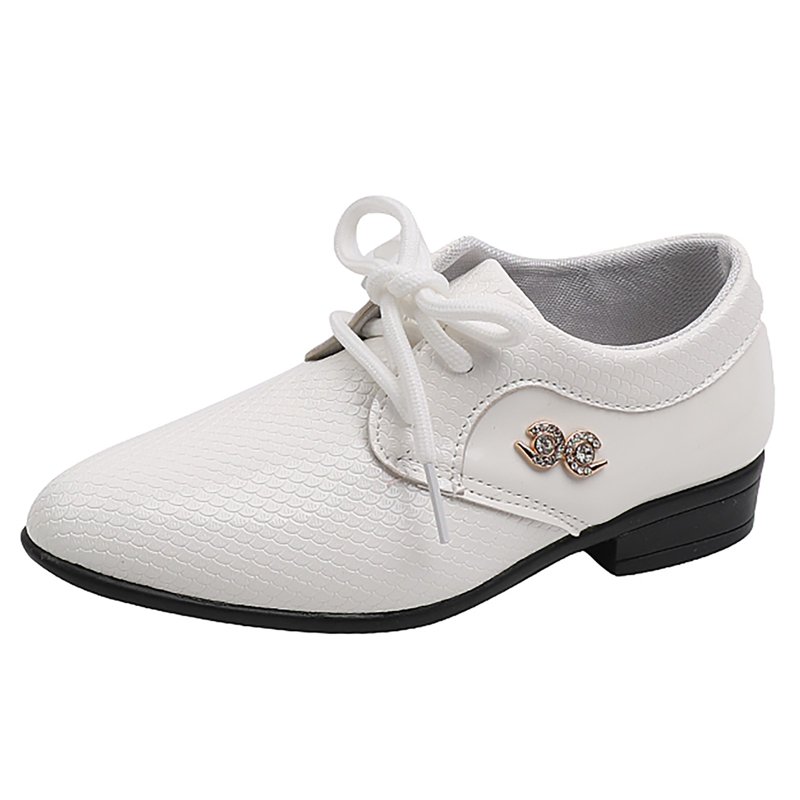 Sngxgn Baby Toddler Soft Sole Leather Anti-Slip Toddler Wedding Uniform Dress Shoes Crib Pre-Walkers(White 6)