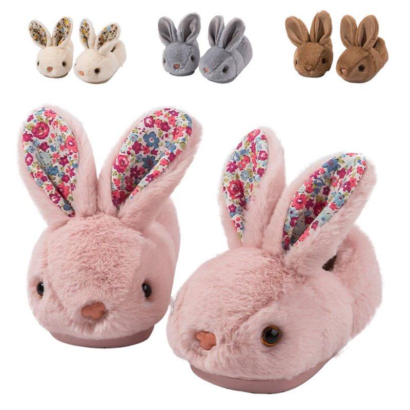 Sogetch Toddler Boys Girls Cute Bunny Slippers Kids Warm Fuzzy Bedroom House Shoes