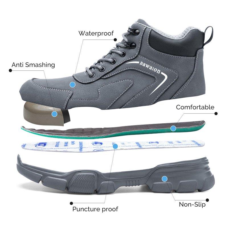 Sogetch Waterproof Steel Toe Work Boots For Men Women Non-Slip Industrial Construction Safety Shoes