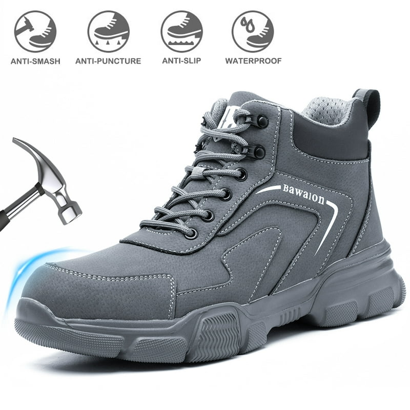 Sogetch Waterproof Steel Toe Work Boots for Men Women Non-Slip Industrial Construction Safety Shoes