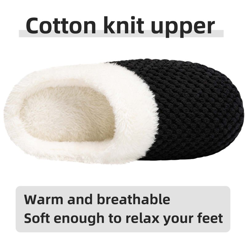 Somdot Women's Coral Fleece Memory Foam Slippers Indoor And Outdoor House Shoes Black