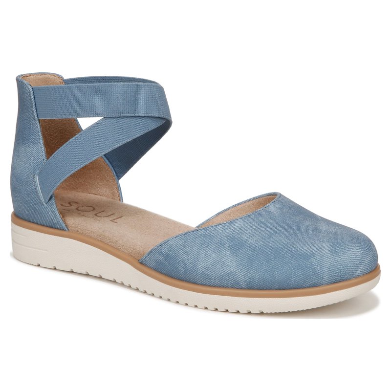 SOUL Naturalizer Womens Intro Ankle Strap Casual Flats - Medium & Wide Width
