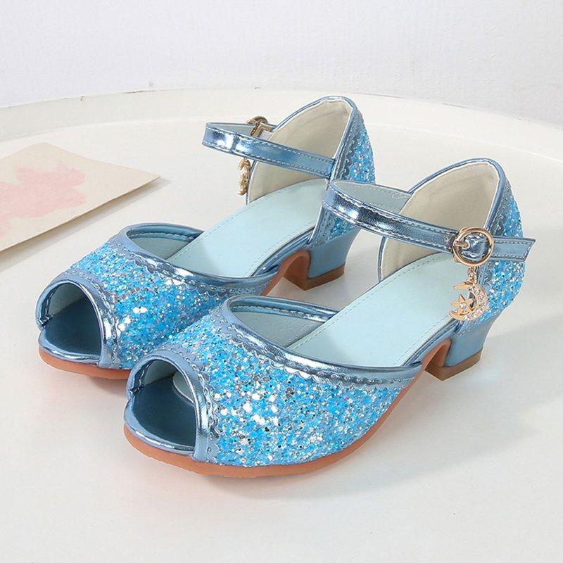 Splozh Girls Dress Shoes Princess High Heels Closed Toe Party Wedding Flower Girls Shoes Toddler Little Big Kid Blue 13
