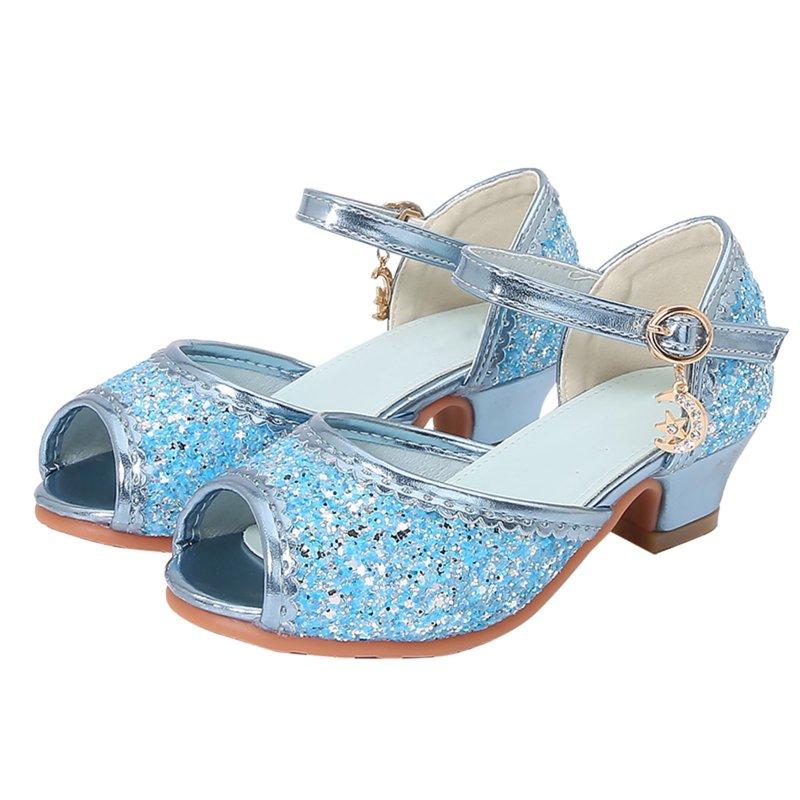 Splozh Girls Dress Shoes Princess High Heels Closed Toe Party Wedding Flower Girls Shoes Toddler Little Big Kid Blue 13