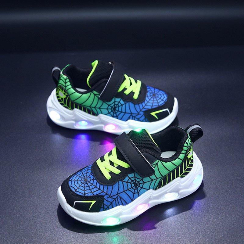 Staki Boys Tennis Shoes Light Up Toddler Boys Shoes LED Flashing Lightweight Tennis Walking Sneakers For Toddler(Blue 7 Toddler)