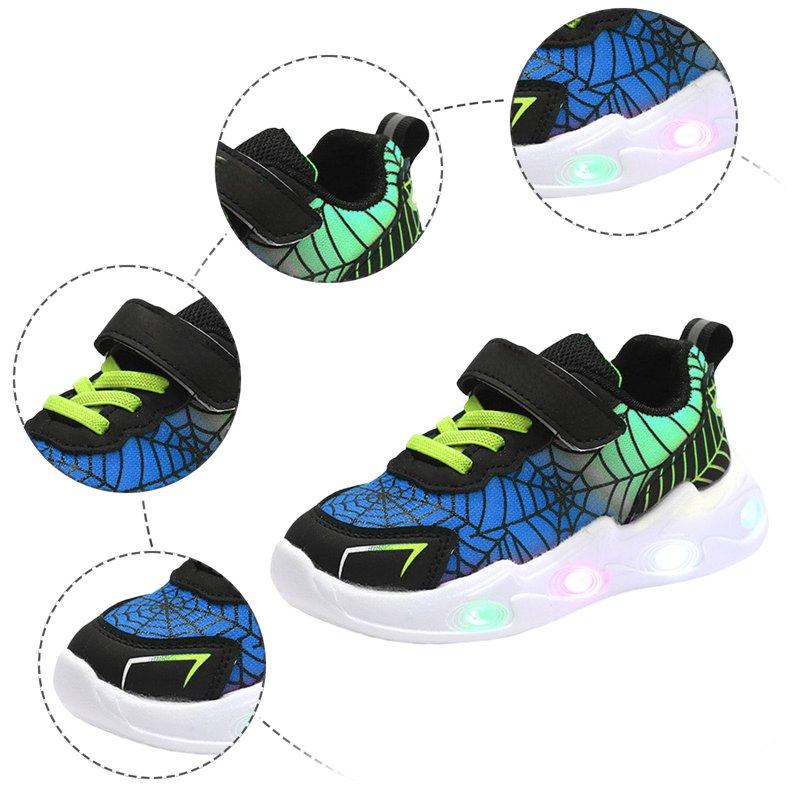 Staki Boys Tennis Shoes Light Up Toddler Boys Shoes LED Flashing Lightweight Tennis Walking Sneakers For Toddler(Blue 7 Toddler)