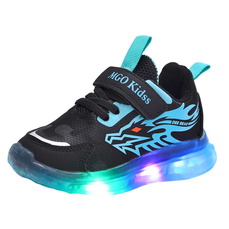 Staki Shoes for Boys Boys Light Up Shoes Lightweight Mesh Breathable Adorable GlowDash LED Flashing Running Sneakers for Toddler(Blue 1 Big Kid)