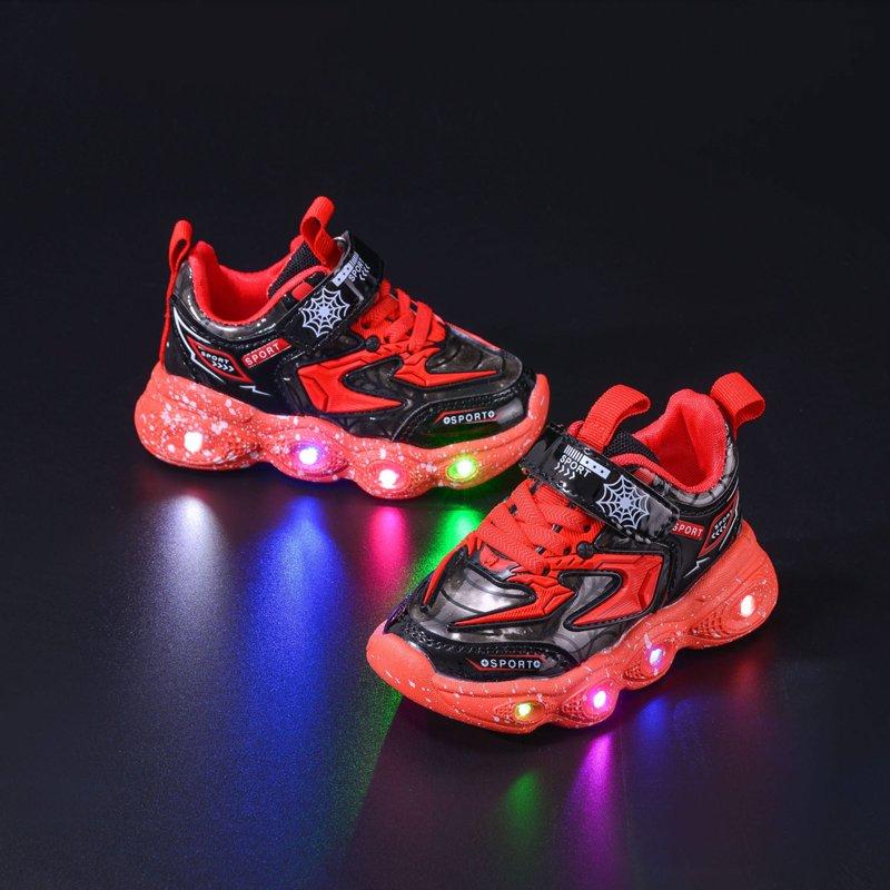 Staki Toddler Boy Sneakers Kids Light Up Shoes Led Flash Sneakers For Boys Toddles Best Gift(Red 10 Toddler)