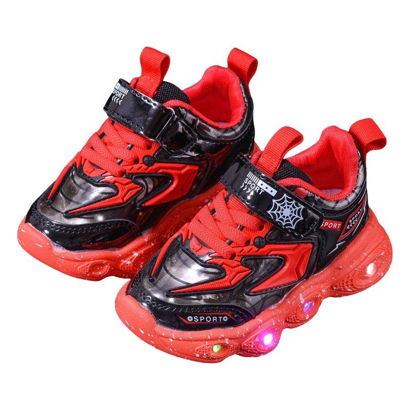 Staki Toddler Boy Sneakers Kids Light Up Shoes Led Flash Sneakers For Boys Toddles Best Gift(Red 10 Toddler)