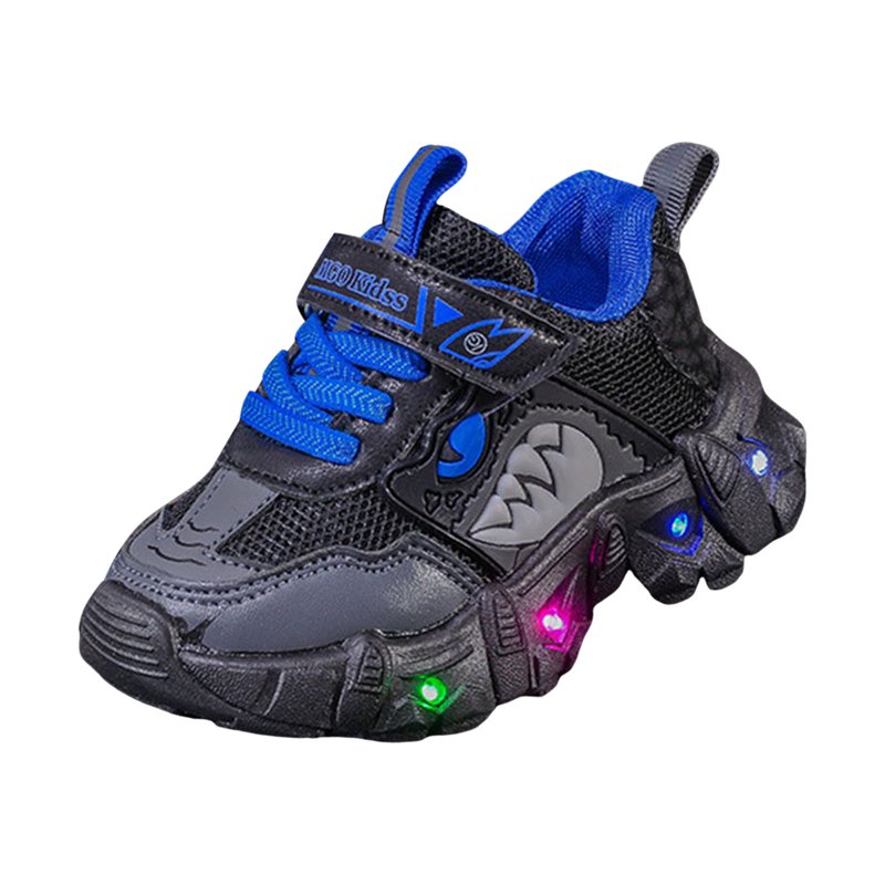 Staki Toddler Shoes Wide Kids Toddler Sneakers Light Up Flashing Shoes Boys Easy Fasten Walking Sneaker(Blue 9 Toddler)