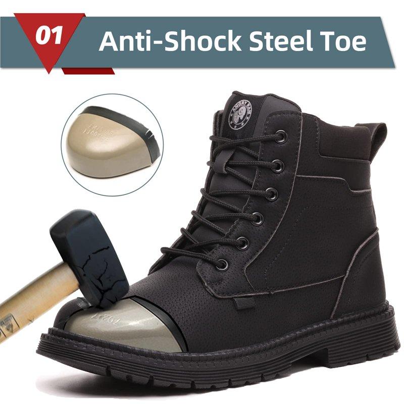 Steel Toe Boots For Men Work Boots Slip Resistant Safety Shoes Indestructible Industrial Construction Working Boots