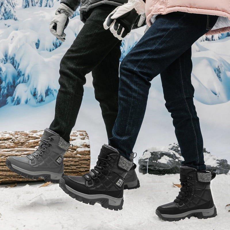 Stepedia Men's Snow Boots Warm Insulated Faux Fur Lined Mid Calf Waterproof Winter Shoes Black
