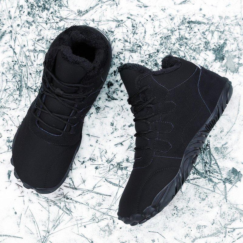 Stepedia Mens Womens Winter Barefoot Shoes Wide Toe Box Winter Boots Faux Fur Zero Drop Sole Black 11 Women/10 Men