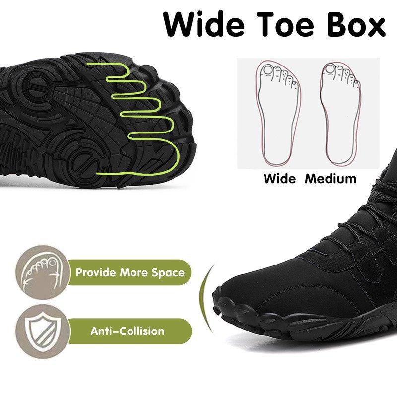 Stepedia Mens Womens Winter Barefoot Shoes Wide Toe Box Winter Boots Faux Fur Zero Drop Sole Black 11 Women/10 Men