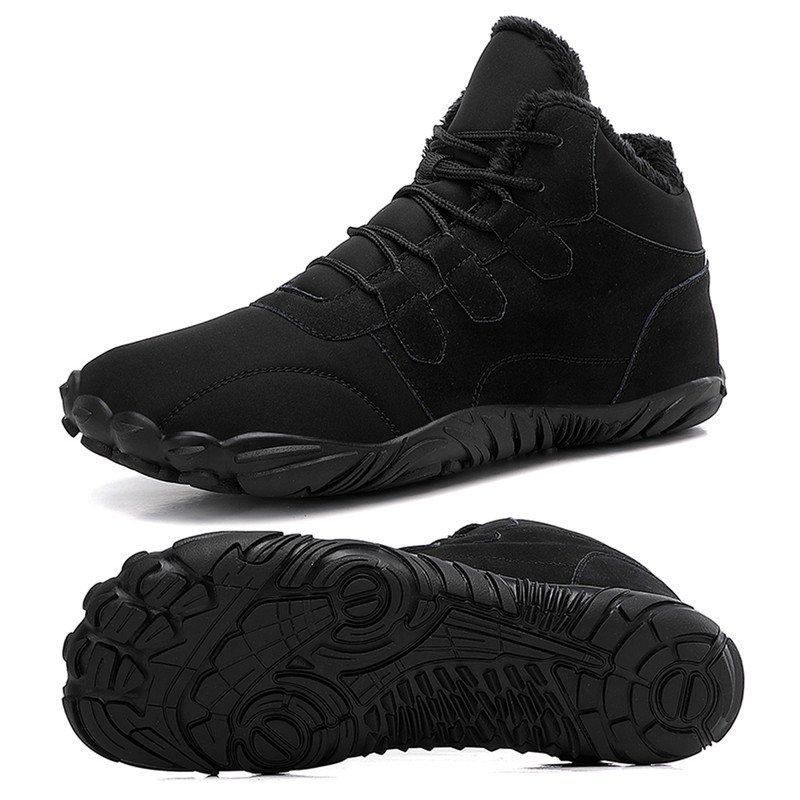 Stepedia Mens Womens Winter Barefoot Shoes Wide Toe Box Winter Boots Faux Fur Zero Drop Sole Black 11 Women/10 Men