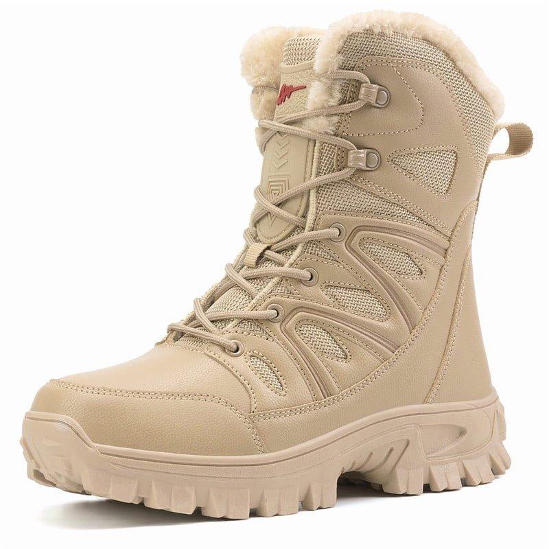 Stepedia Winter Boots for Men Waterproof Insulated Warm Faux Fur Inner Comfortable Outdoor Snow Boots Wheat
